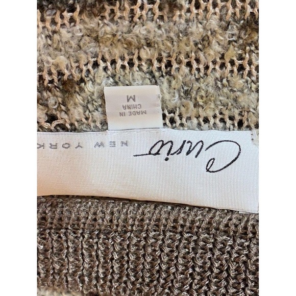 Curio Brown Striped Asymmetric Cardigan Sweater M - Picture 7 of 8